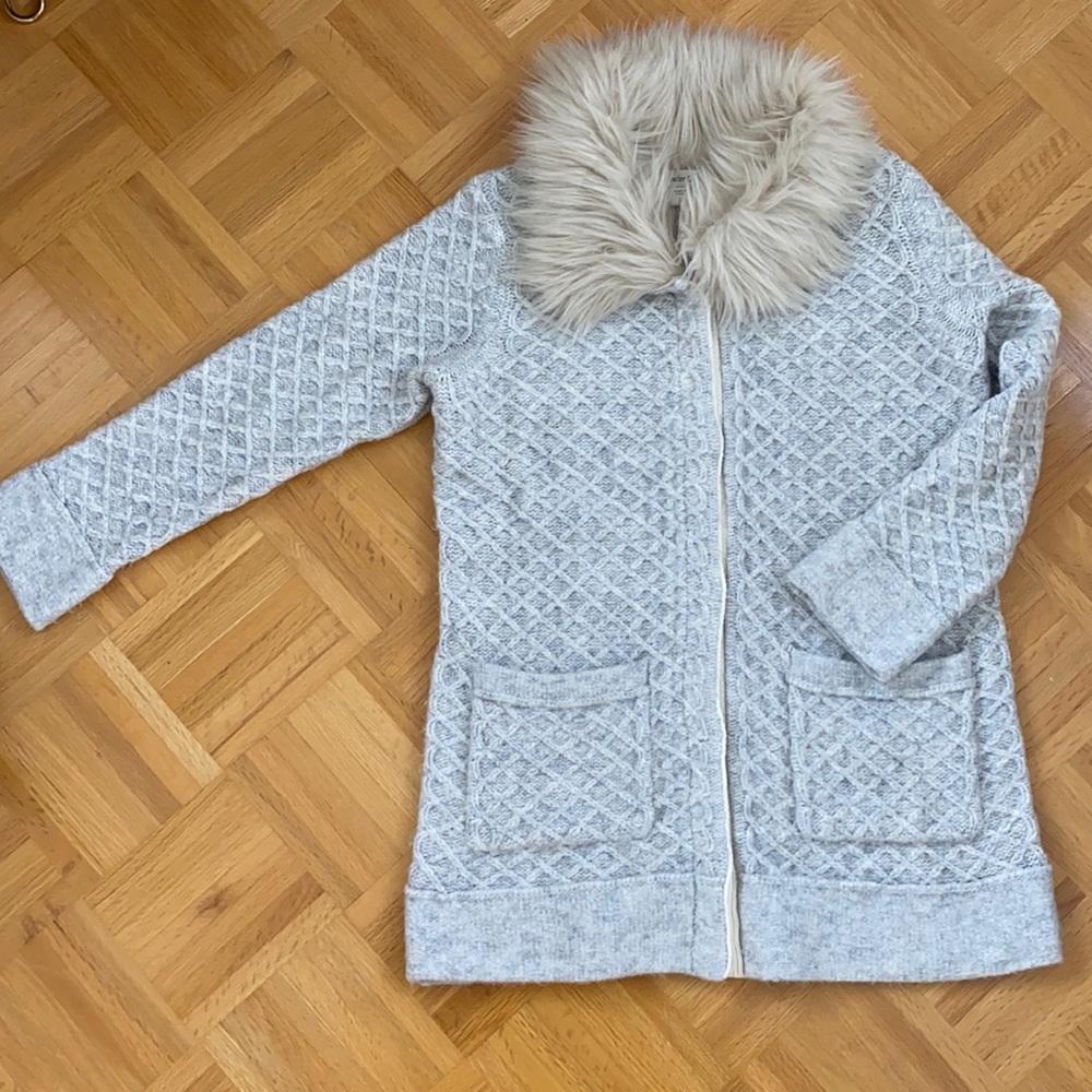 Button Up Faux-Fur Collared Duster Cardigan